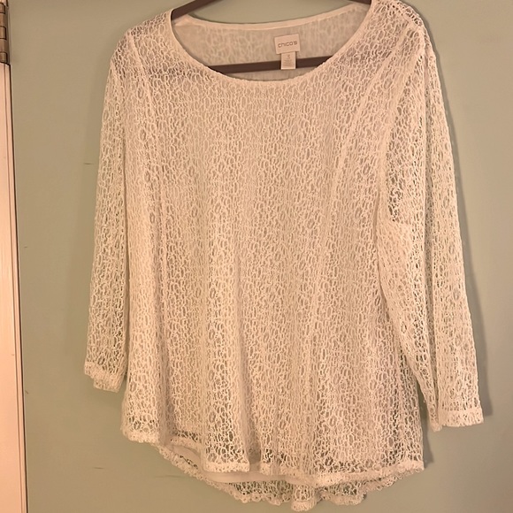 Chico's Tops - Chicos size 3 creamy color lace top with lining underneath. Gently used.